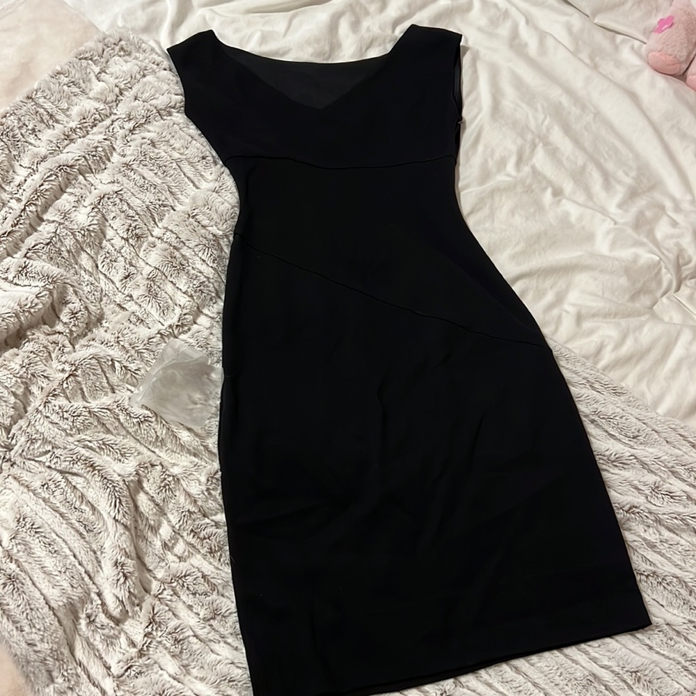 Diane von Furstenberg black wide neck bodycon dress - Picture 4 of 5